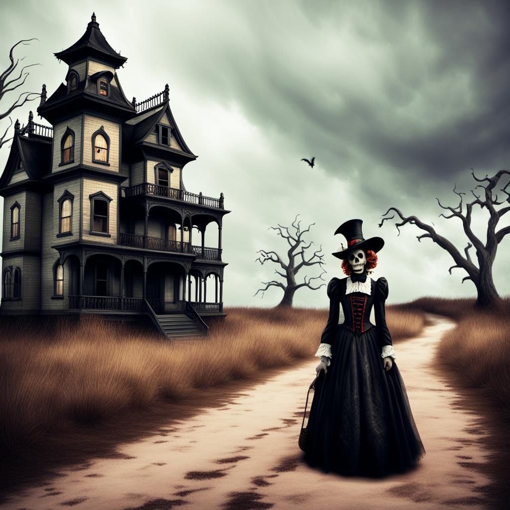 Eerie Haunted House Illustration