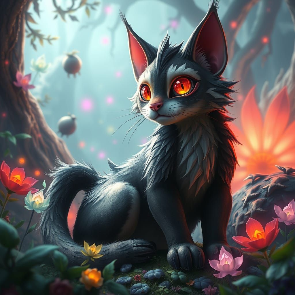 Regal Feline Sovereign in Whimsical Fantasy Realm
