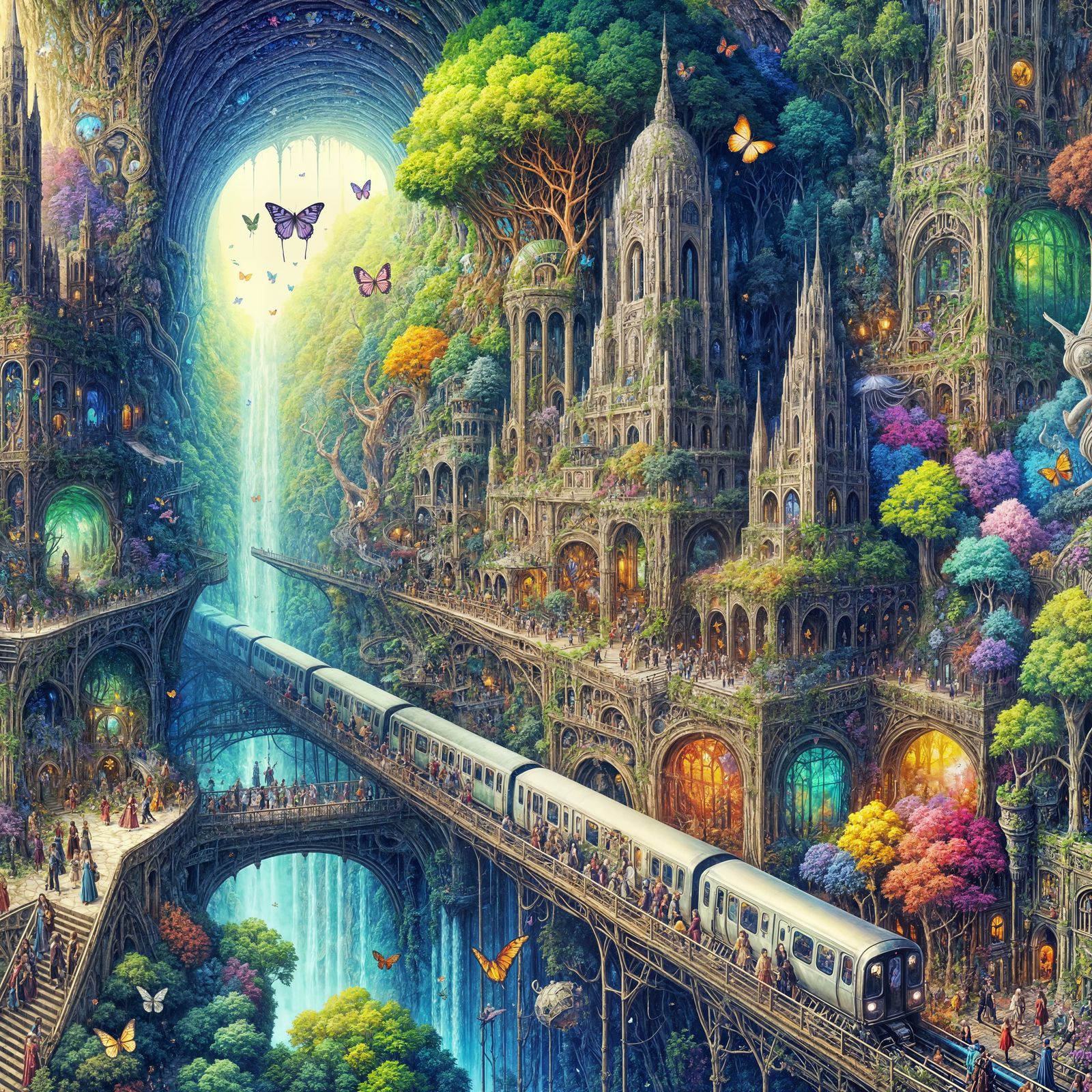 Whimsical Gothic Forest Metropolis in Full Bloom