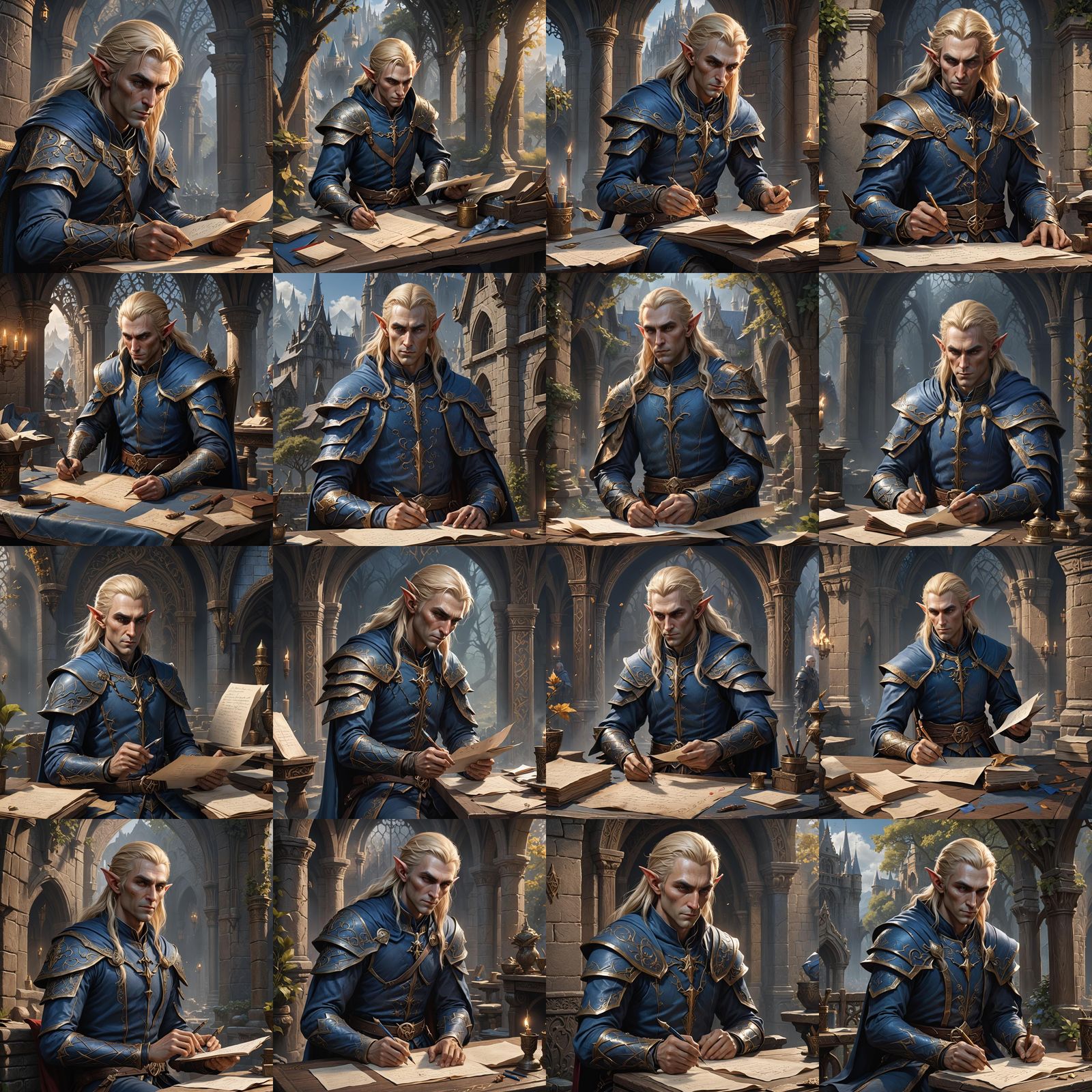 Half-Elf Writing Letter: Fantasy Concept Art