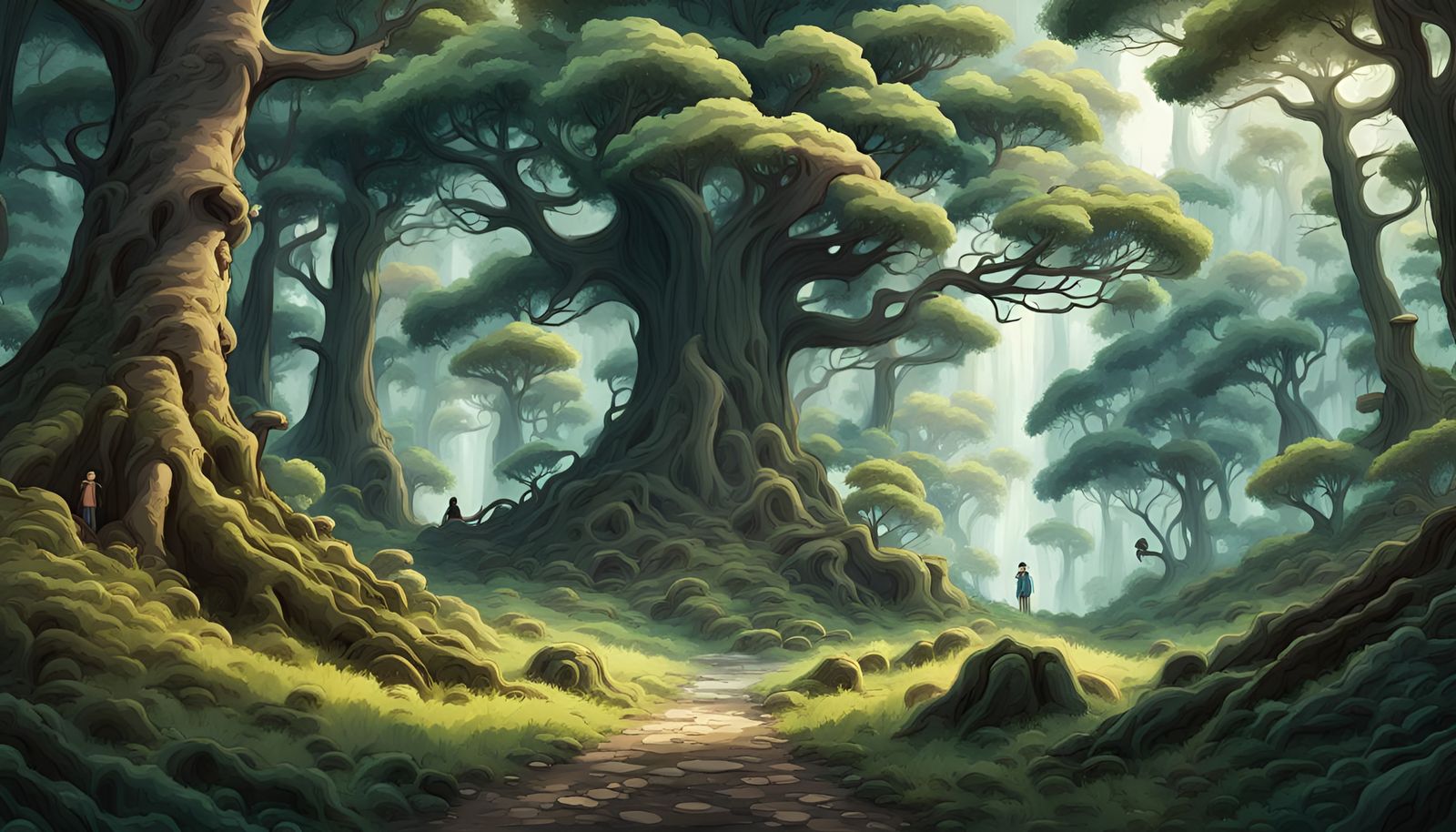 Fantasy Forest Landscape in Anime Style