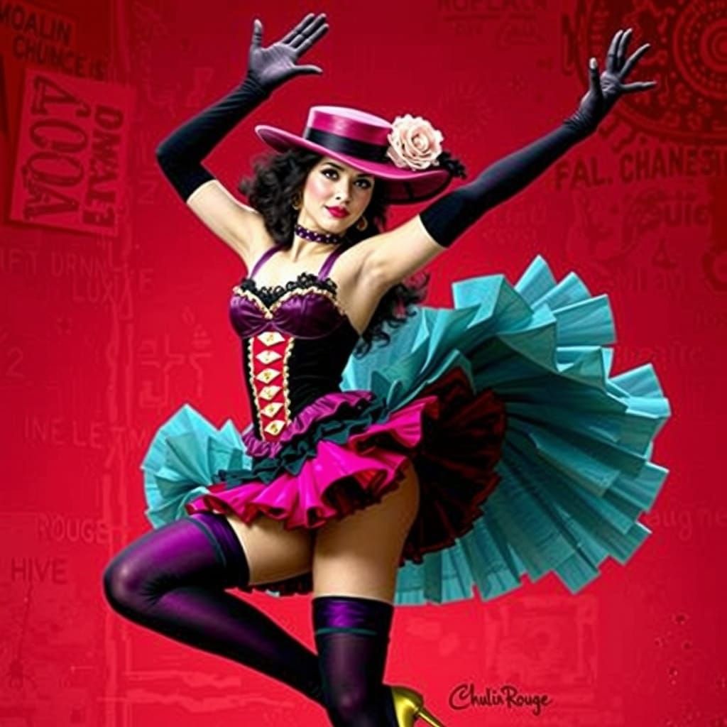 Can-Can Dancer at Moulin Rouge, Impressionistic Style