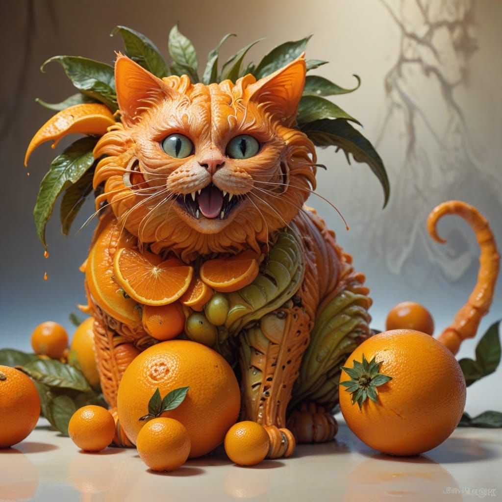 Surreal Orange Feline in Warm Colors