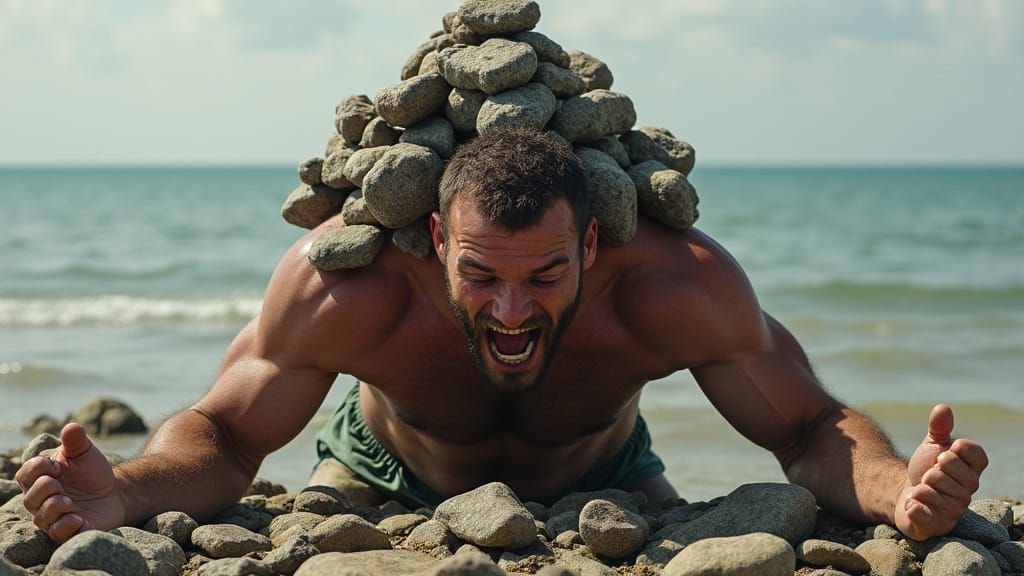 Man Trapped Under Rocks Attempts to Free Himself