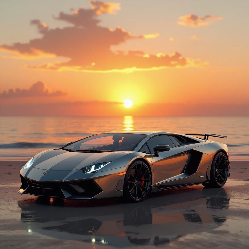 Lamborghini at Sunset: Photorealistic Concept Art
