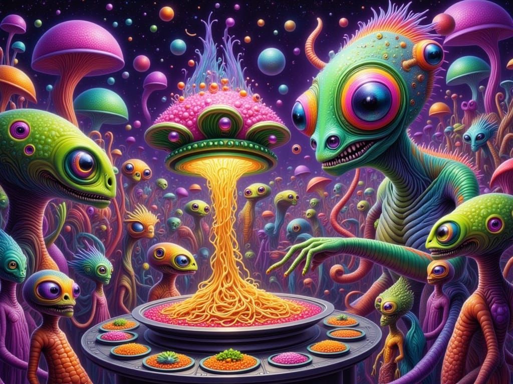 Alien Food Stall with Reptilian Chef