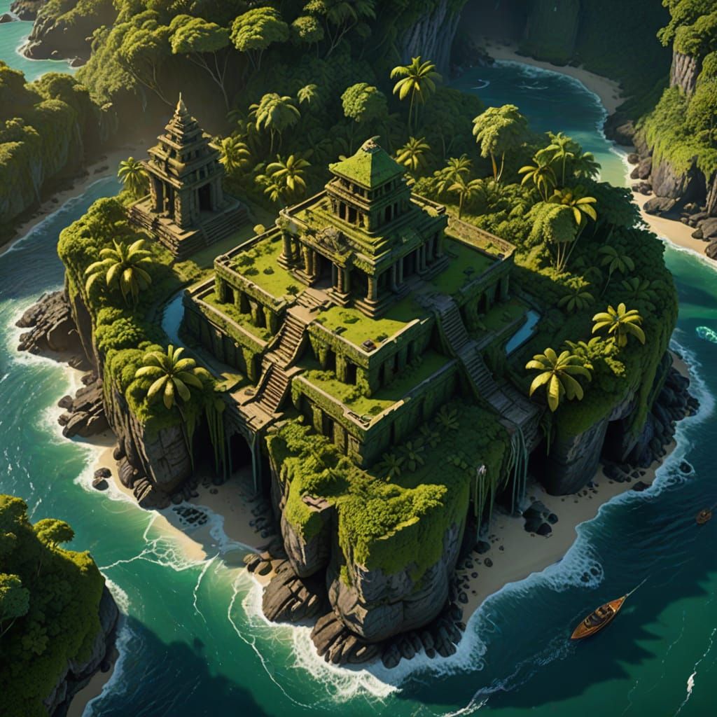 Lush Island Jungle Ruins: Fantasy Concept Art