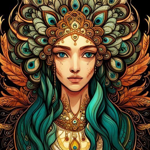 Elegant Peacock Princess Portrait