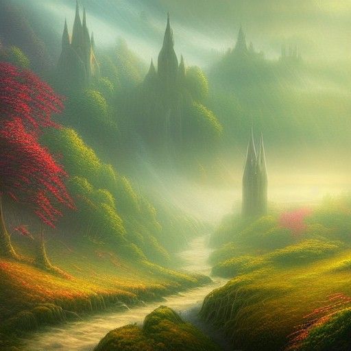 Ethereal Fantasy Landscape in Luminist Style