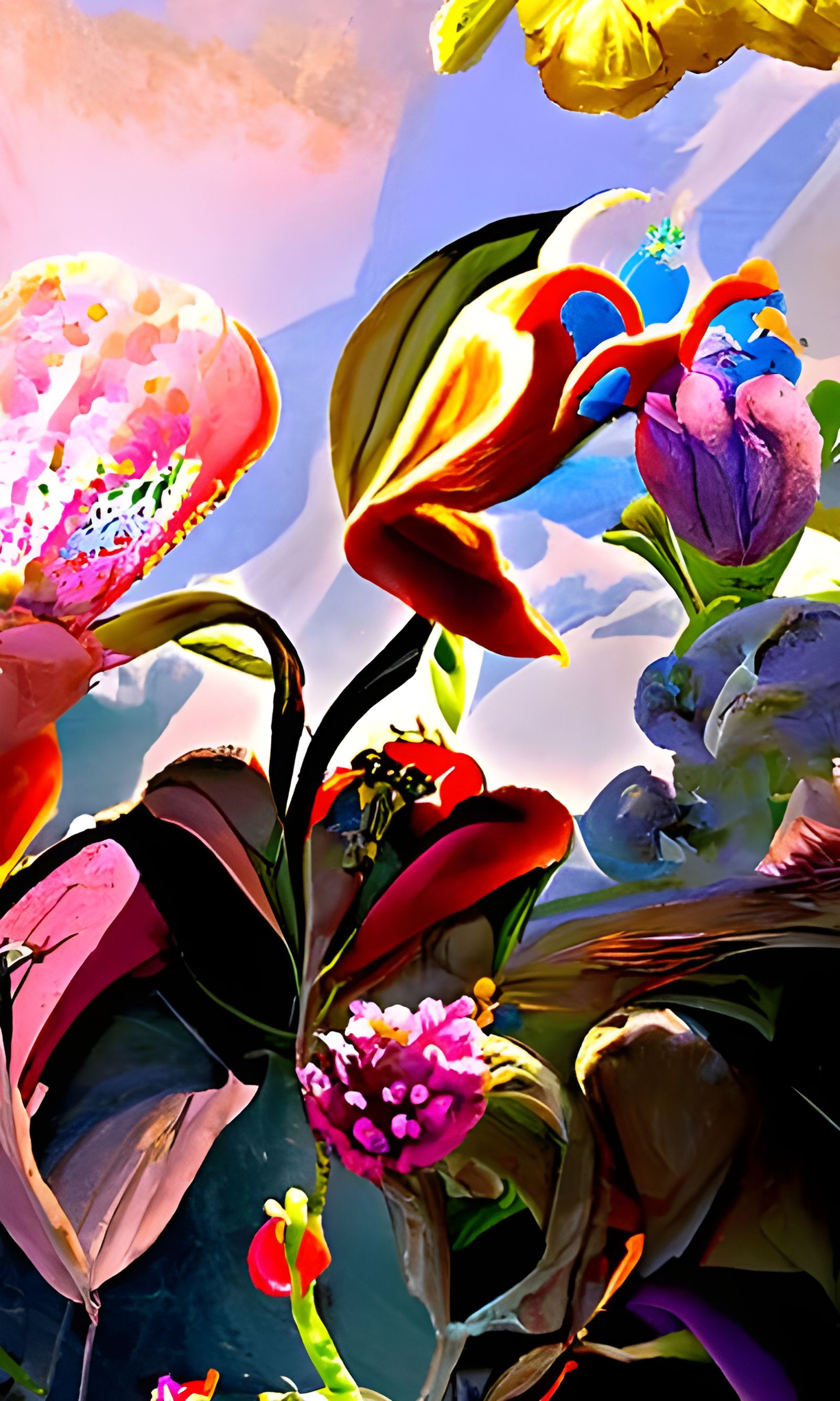 Resplendent Floral Blooms in Digital Illustration