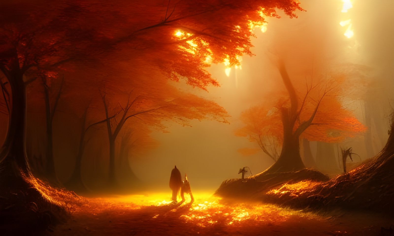 Autumnal Pumpkin Forest Adventure: Dark Fantasy Art