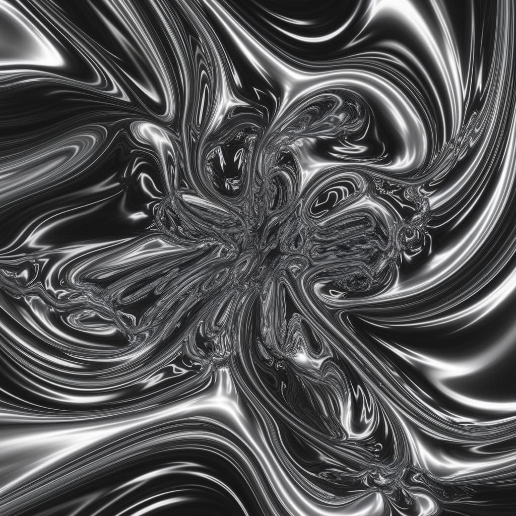 Surreal Oil Landscape with Chrome Background