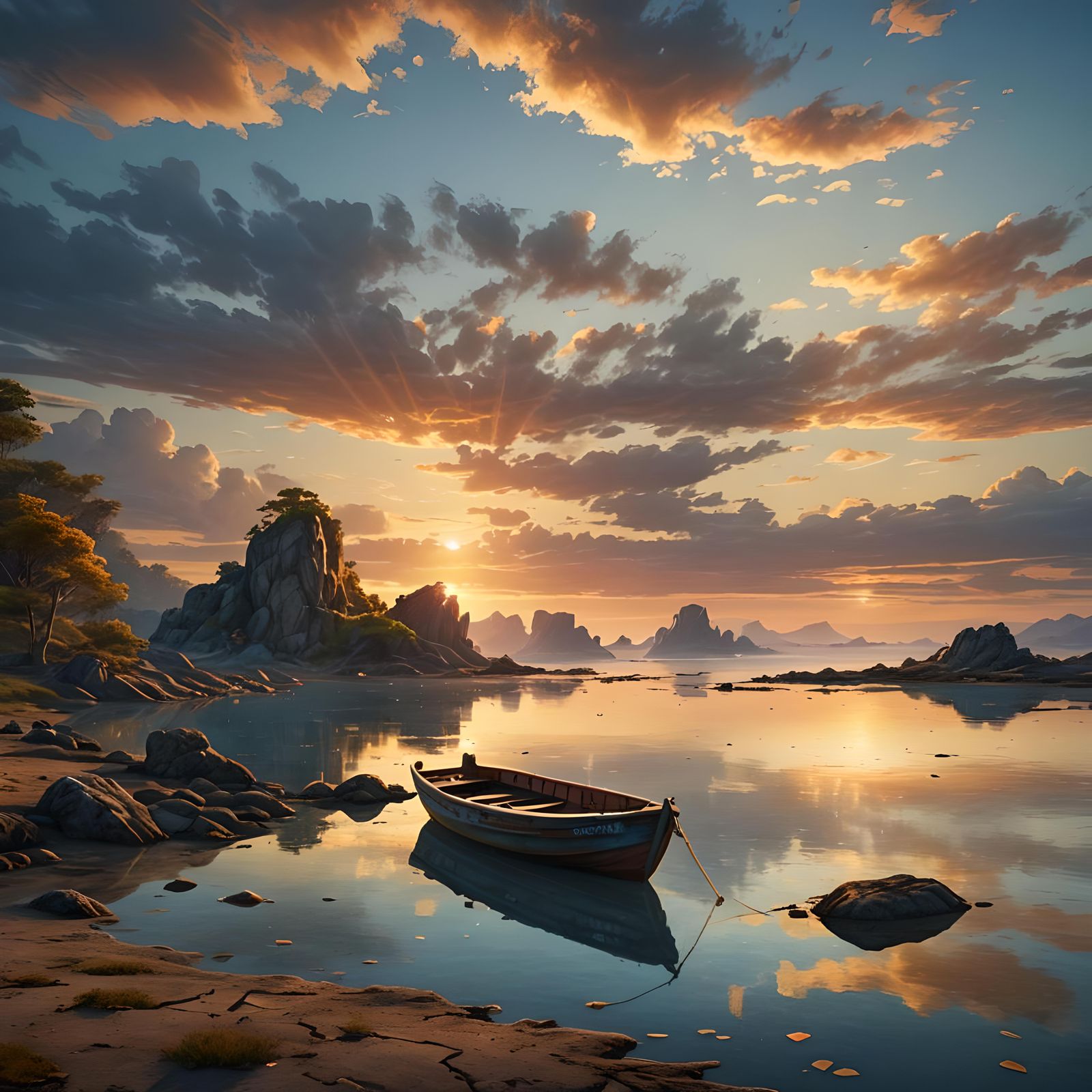 Serenic Sunset Lagoon Scene