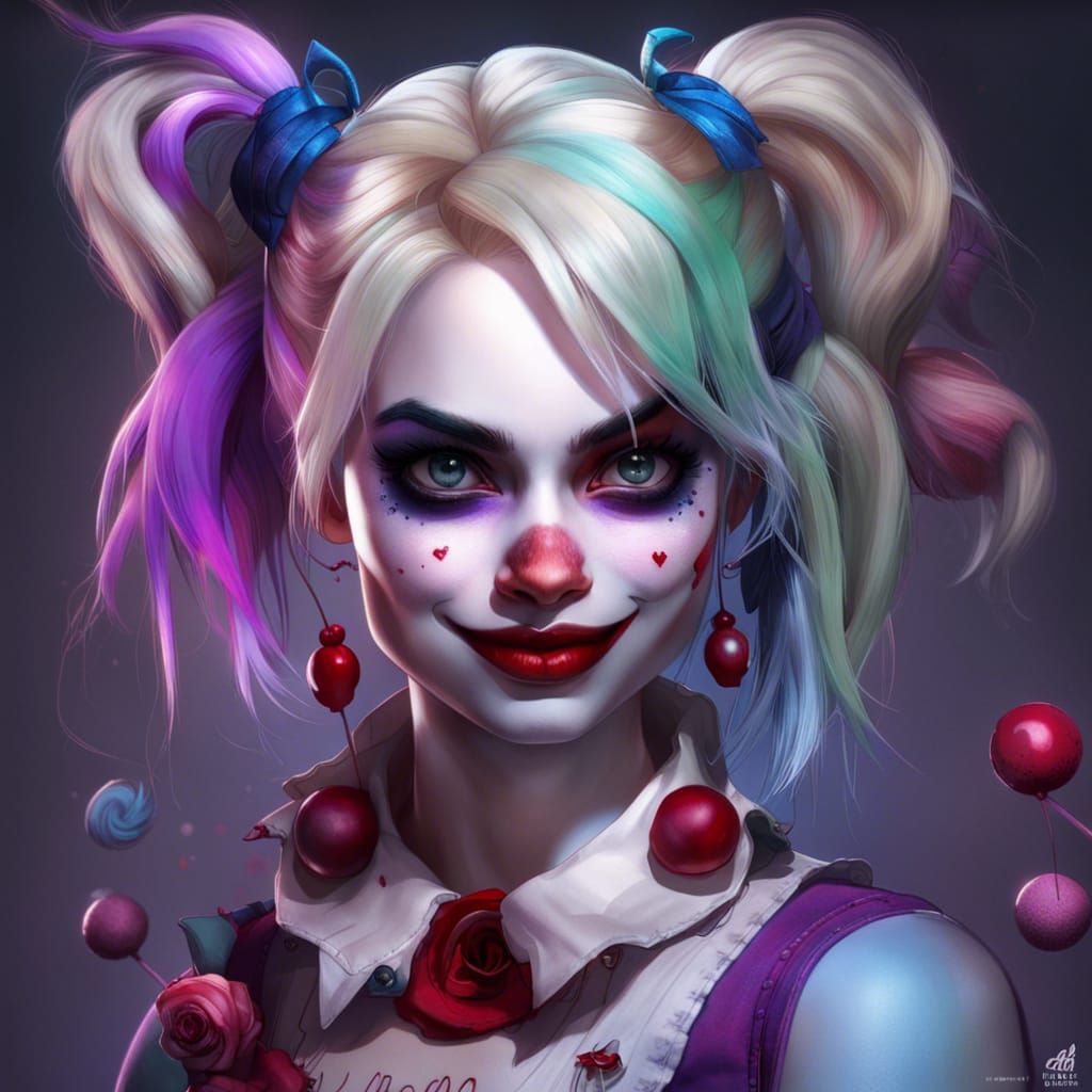 Harley Quinn in Wonderland: Detailed 3D Digital Art
