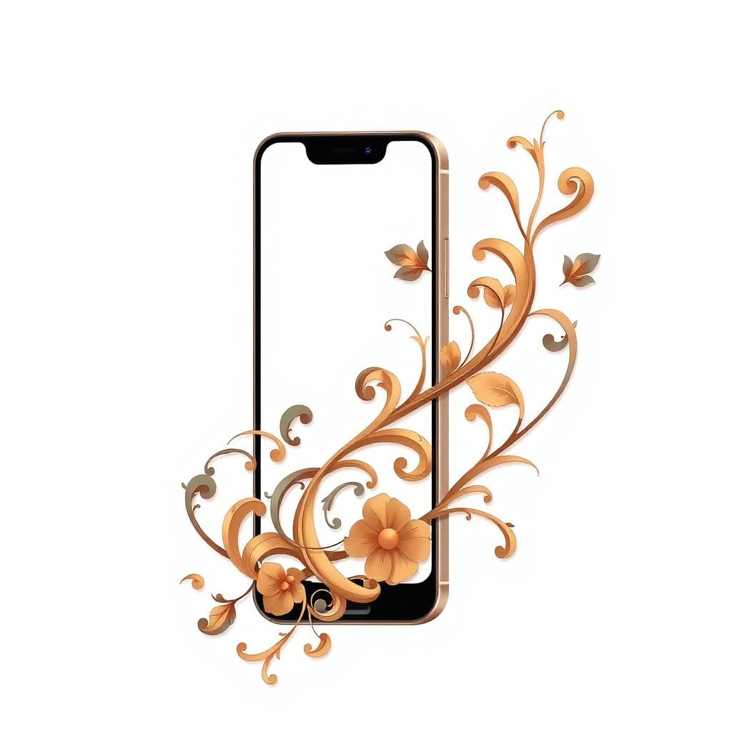 Elegant iPhone in Alphonse Mucha Art Nouveau Style