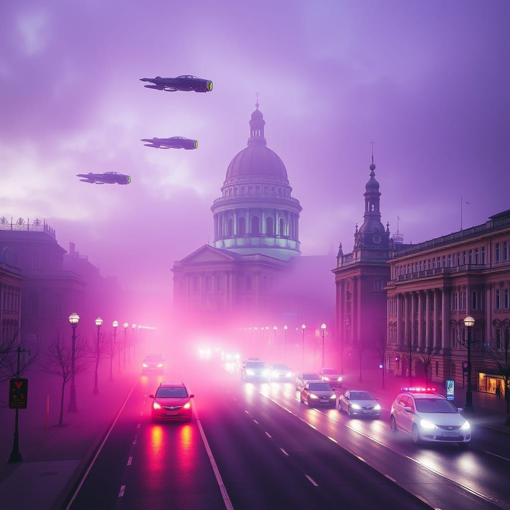 Saint-Petersburg in Cyberpunk Style With Flying Cars