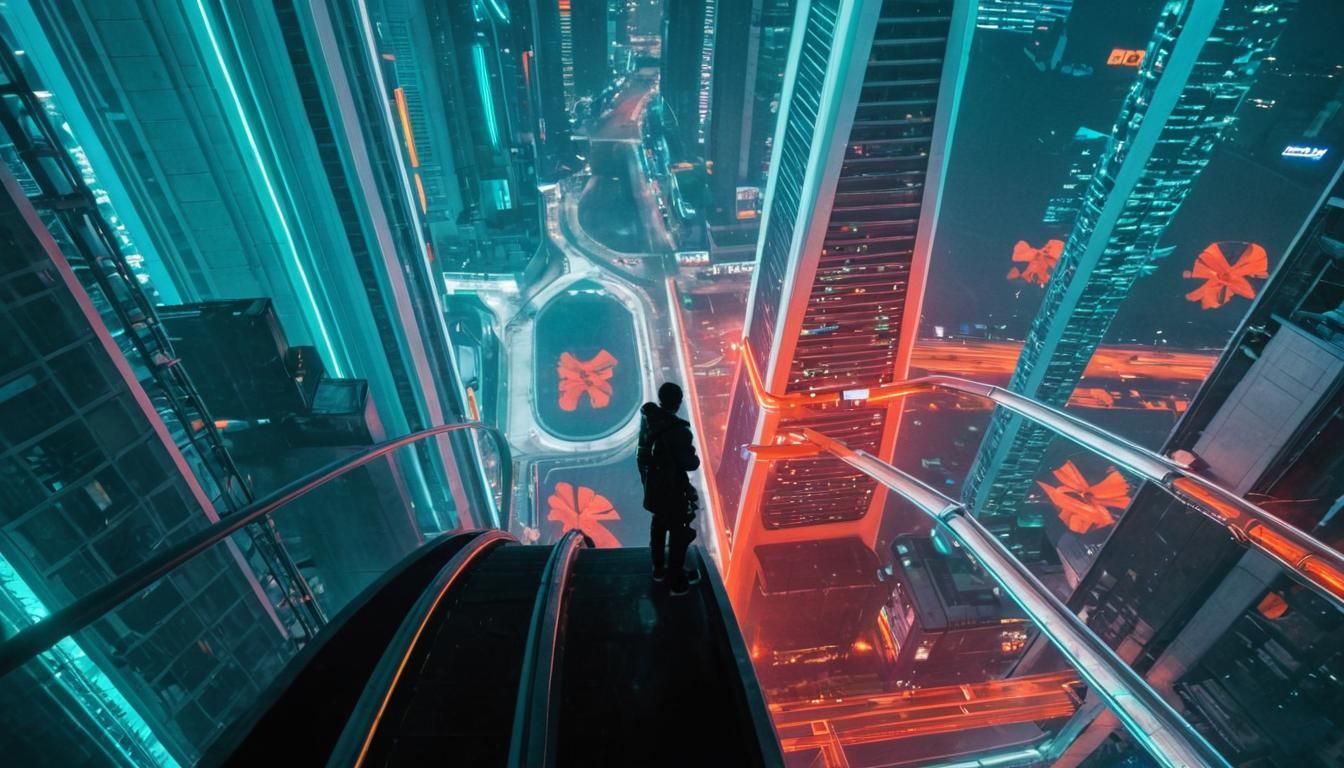 Futuristic Neon Cyber Cityscape in Cyberpunk Style