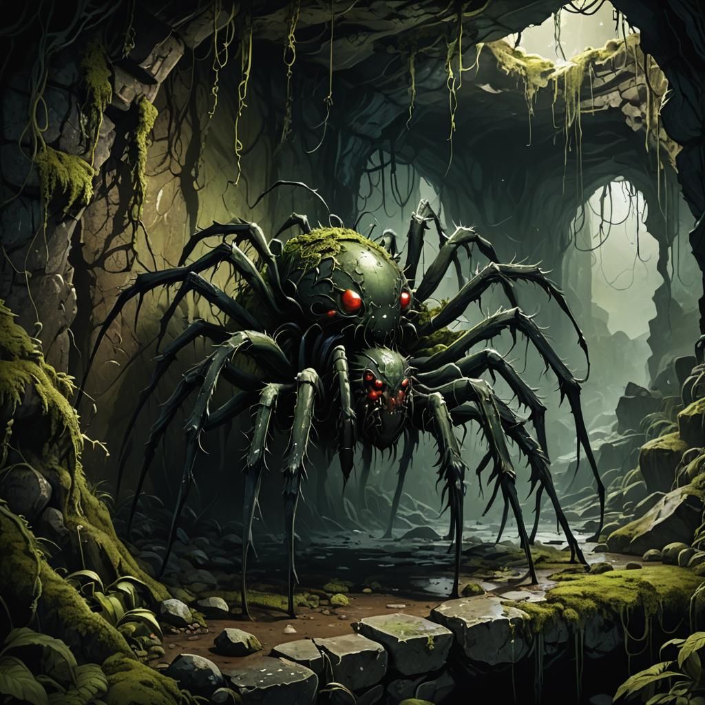 Grotesque Spider in Dark Fantasy Illustration