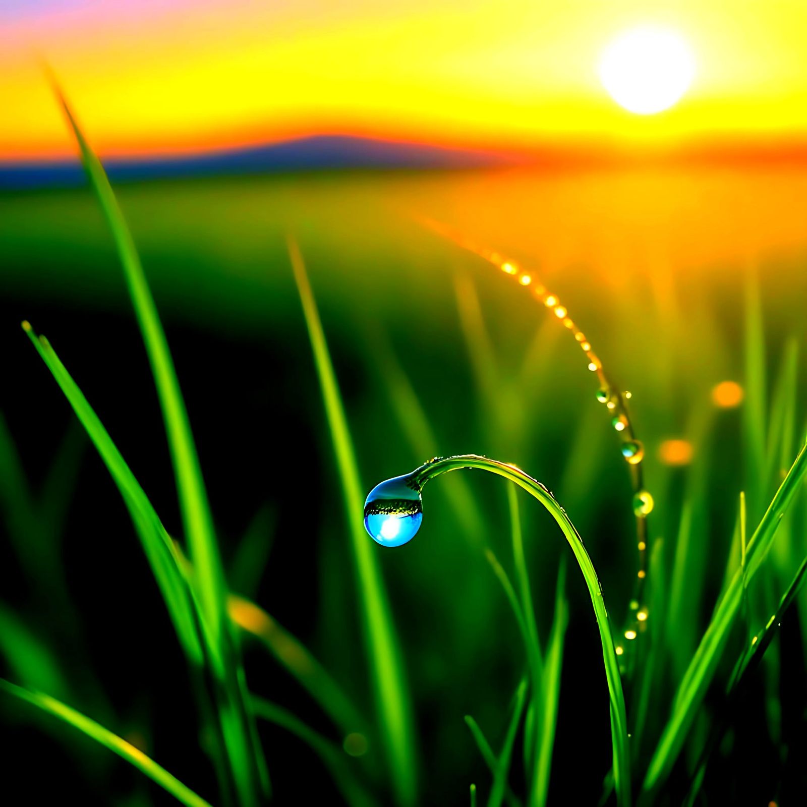 Dewdrop Reflecting Sky: Macro Bird's Eye View
