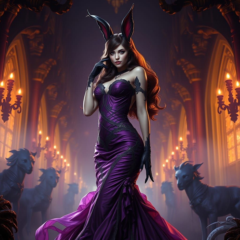 Jessica Rabbit in Victorian Gown, Dark Fantasy Art