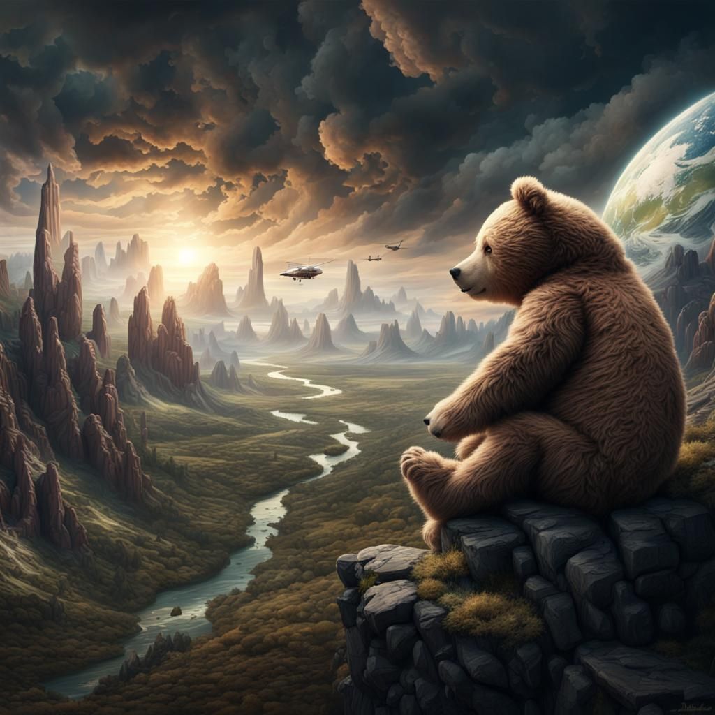 Teddy Bears Roam Earth: Epic Digital Painting