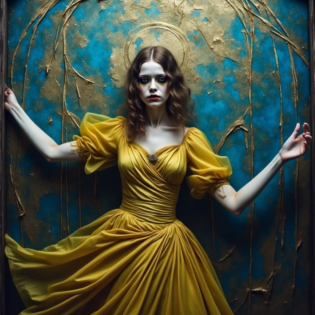 Sci-Fi Marionette Portrait in Grey, Blue, and Ochre