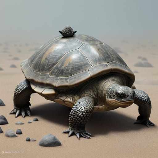 Hyperrealistic Geoturtle Splash Art in Earthy Tones