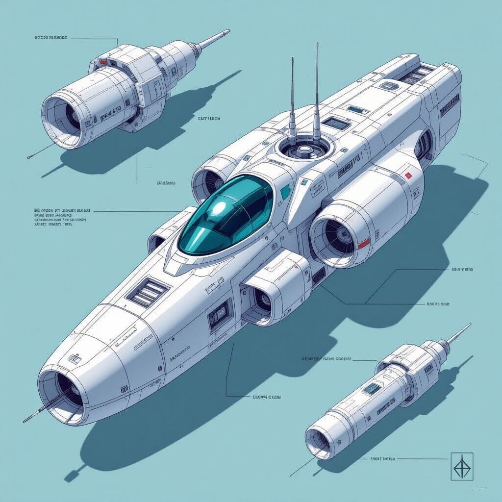 Detailed Technical Schematics in Futuristic Style