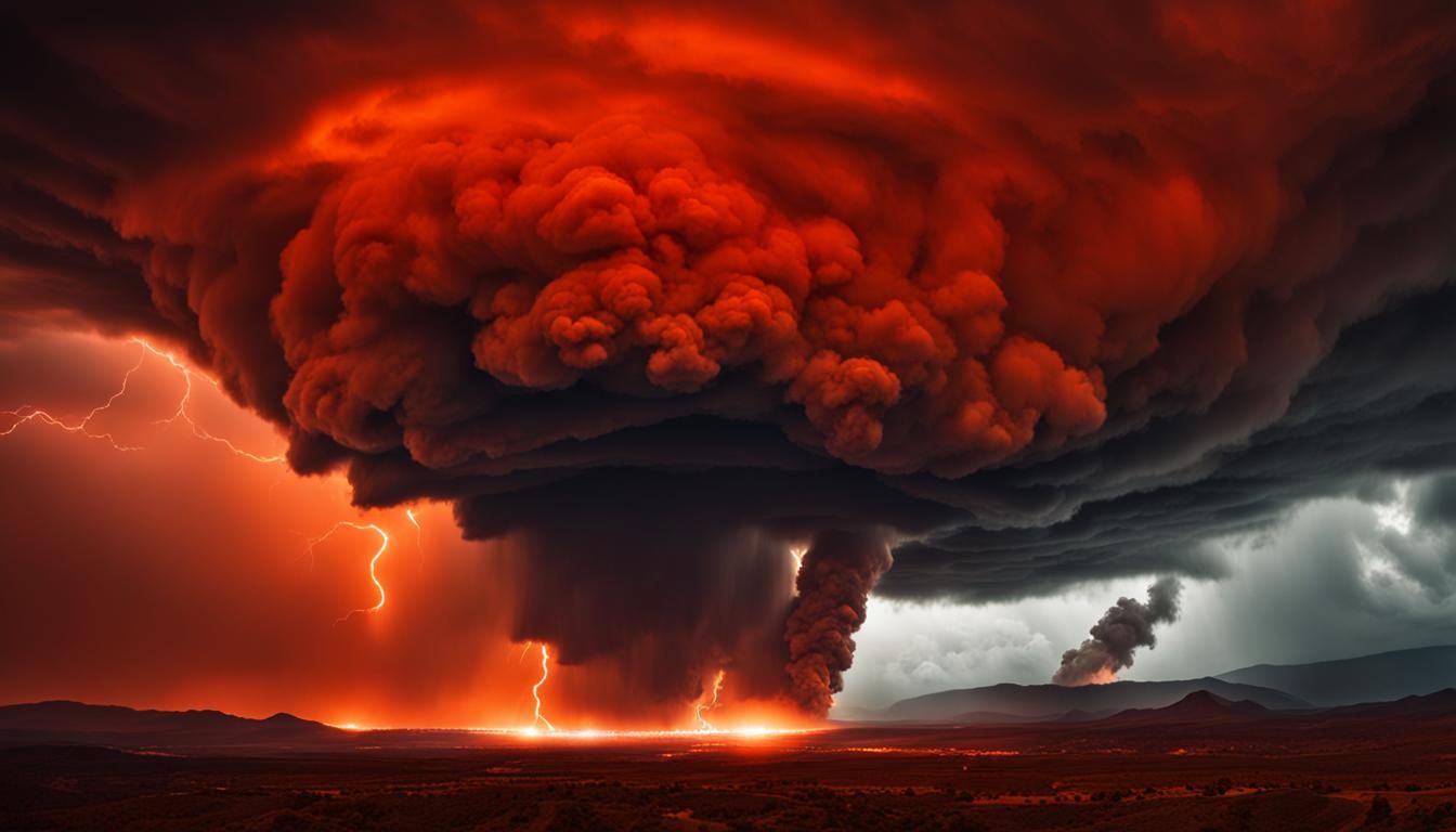 Hyperrealistic Gas Storm in Red-Orange Atmosphere