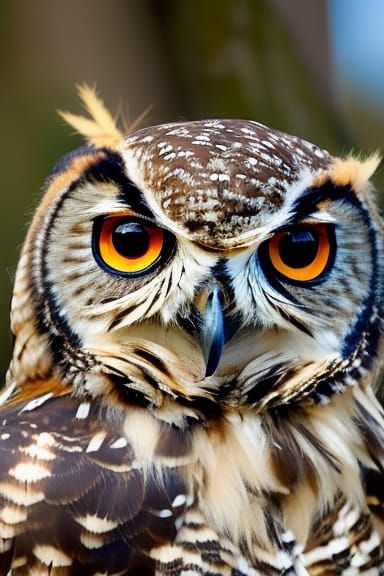 Detailed Baby Spotted Eagle Owl Portrait
