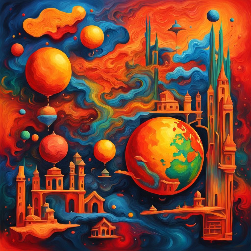 Global Chat in Detailed Oil and Ink Painting