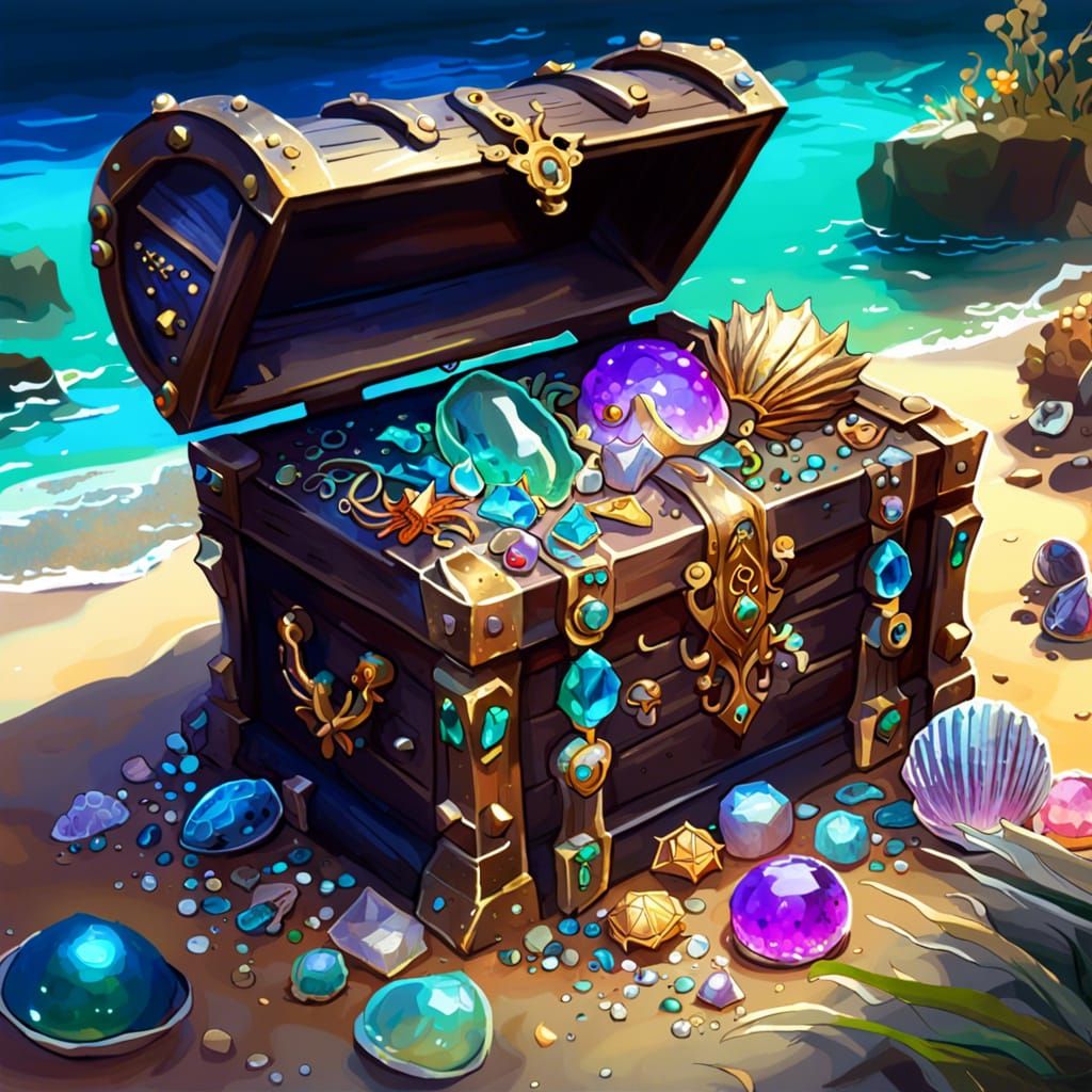 Magical Treasure Chest on Dreamy Shore