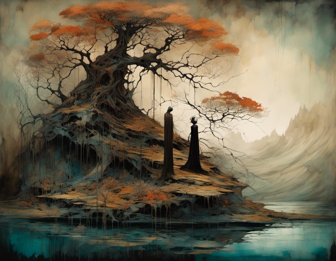Surreal Fantasy Landscape in Gris Grimly Style