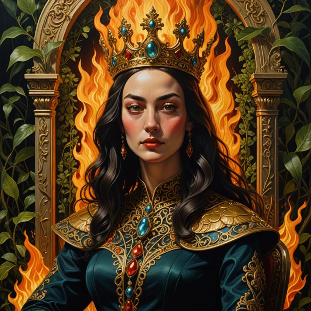 Regal Surrealist Queen in Flickering Candlelight