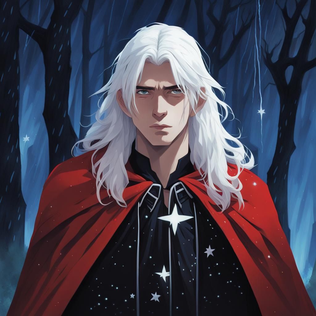 Gloomy Youth in Rainy Forest: 3D Digital Art