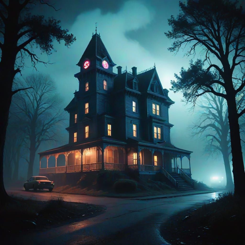 Ominous Bates Motel in Dark Fantasy Style