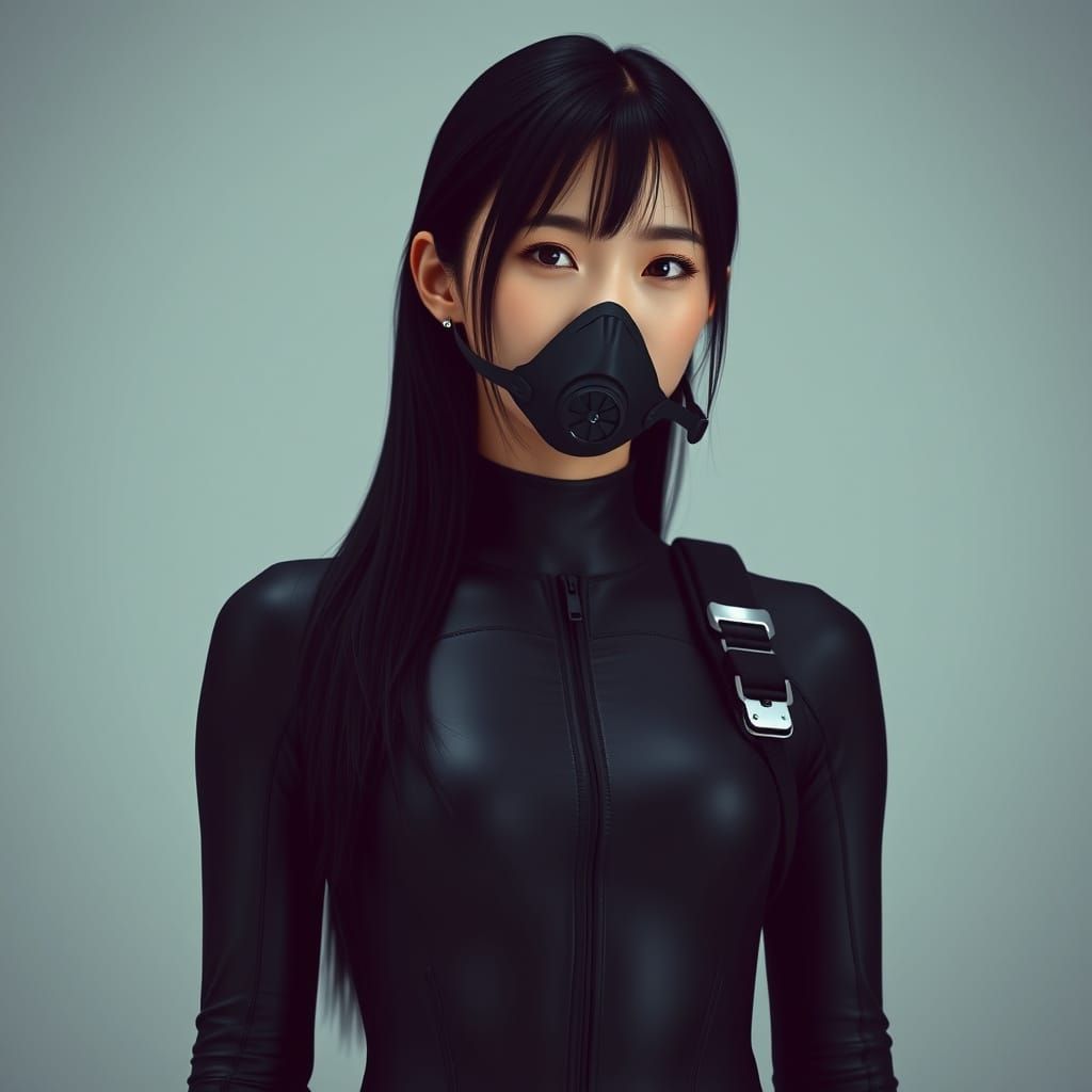 Confident Woman in Wetsuit: Futuristic Digital Art