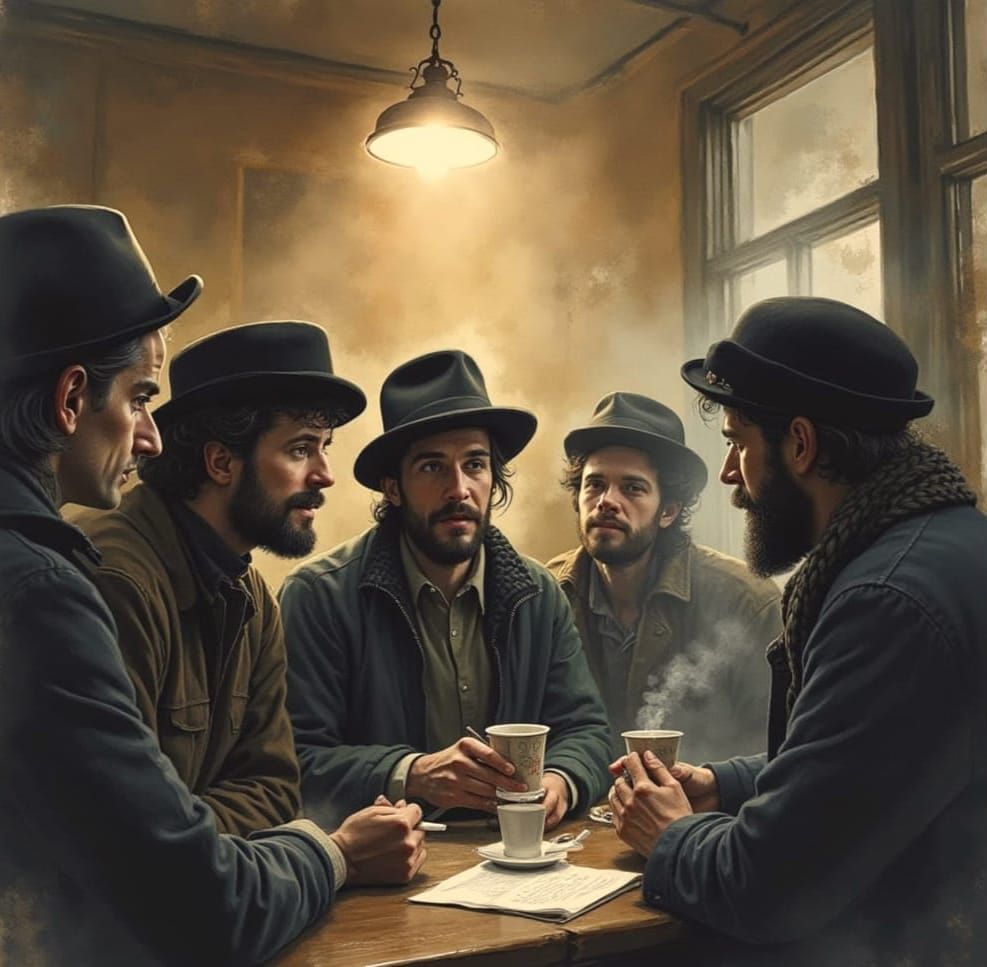 Beatniks Gather in a Coffee House