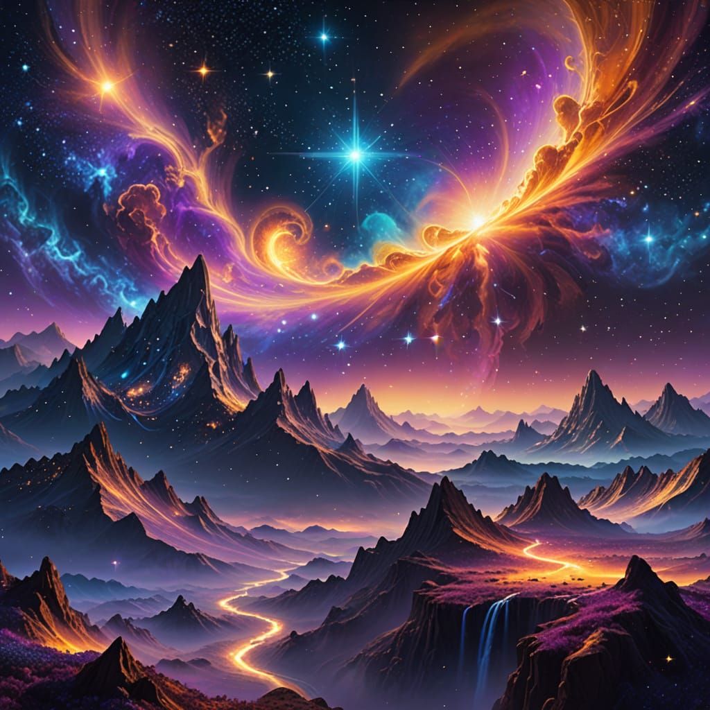 Majestic Celestial Landscape in High Fantasy Style