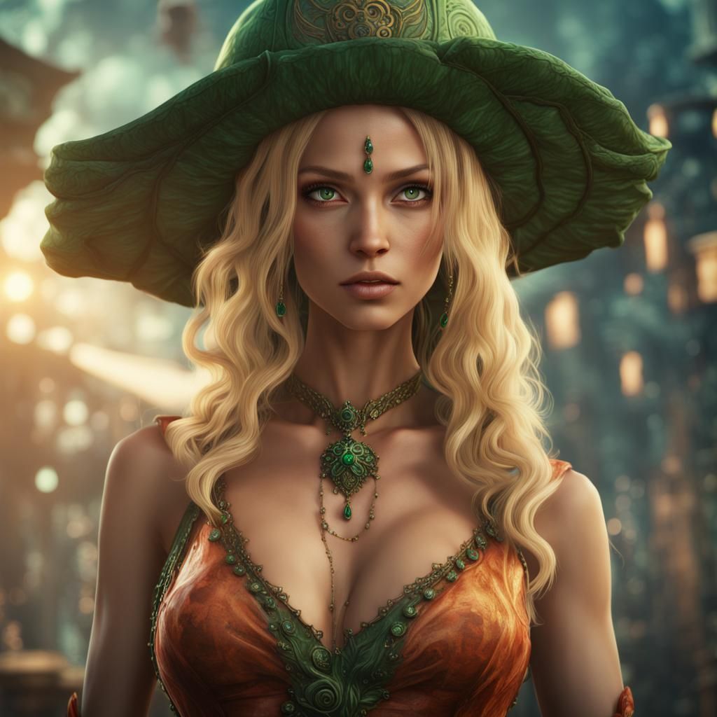 Blonde Woman with Green Eyes in Fantasy Art