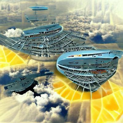 Futuristic Airship City in Sunshine