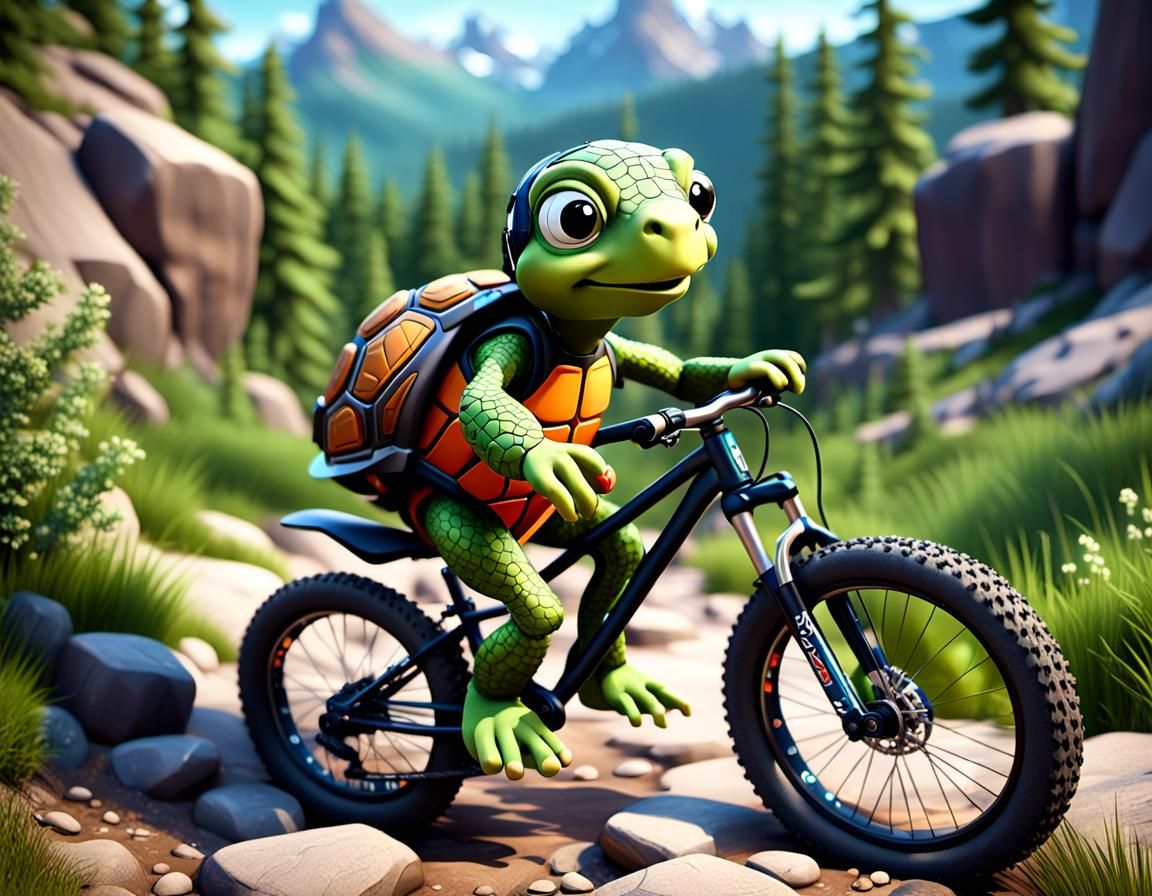 Turtle Mountain Biking in Pixar CGI Style