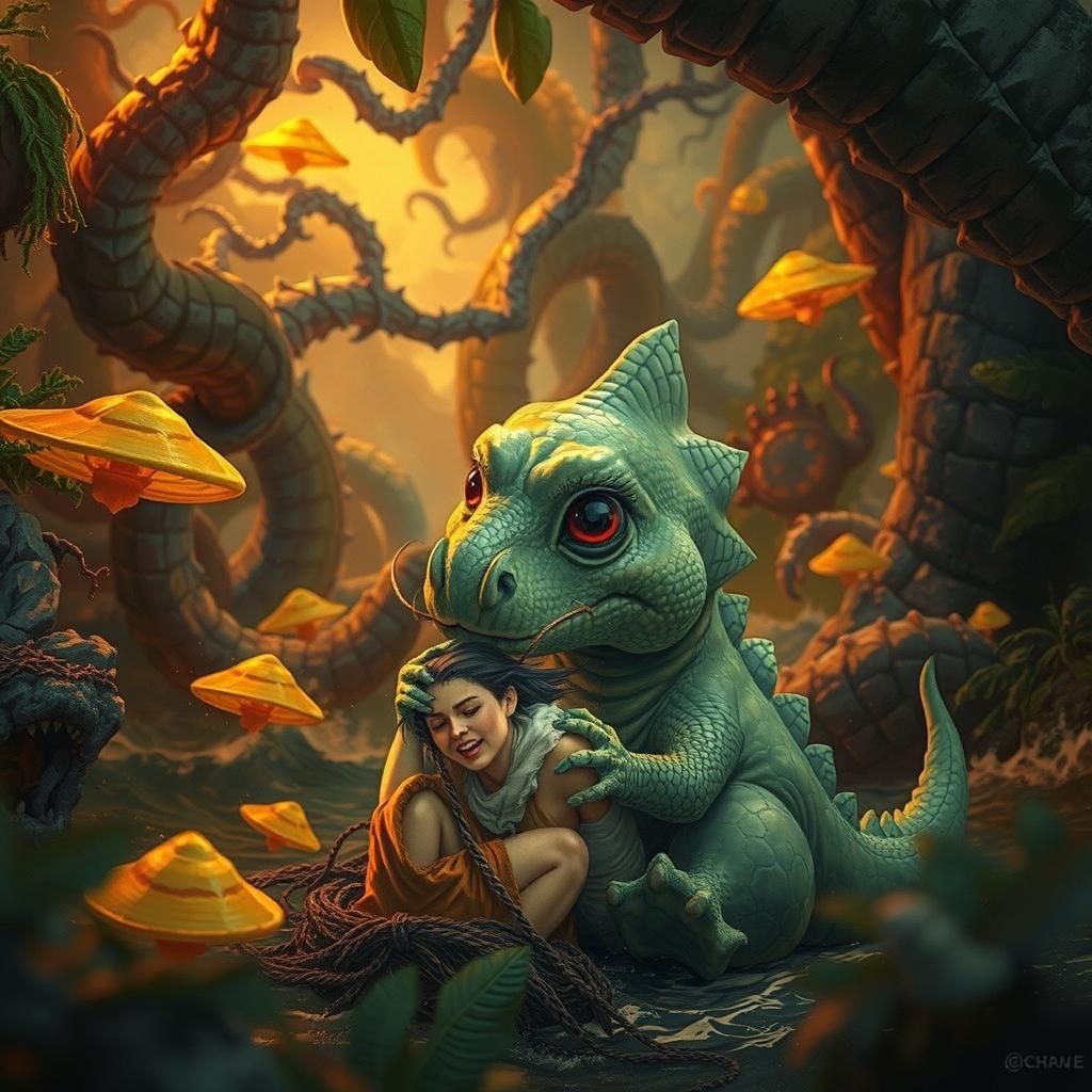 Sea Serpent's Haunting Embrace: Aquatic Horror