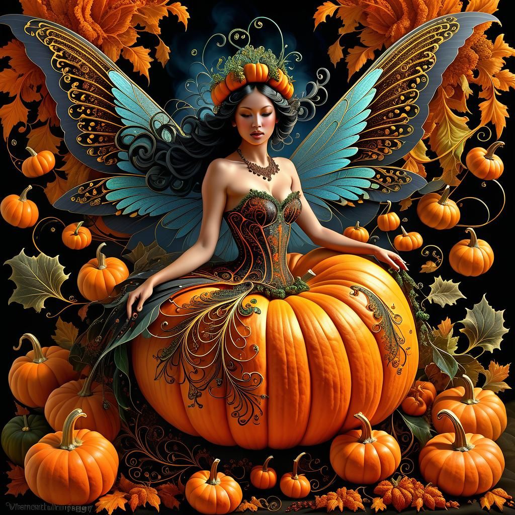 Luminous Harvest Fairy in Gothic Kinetic Art Style