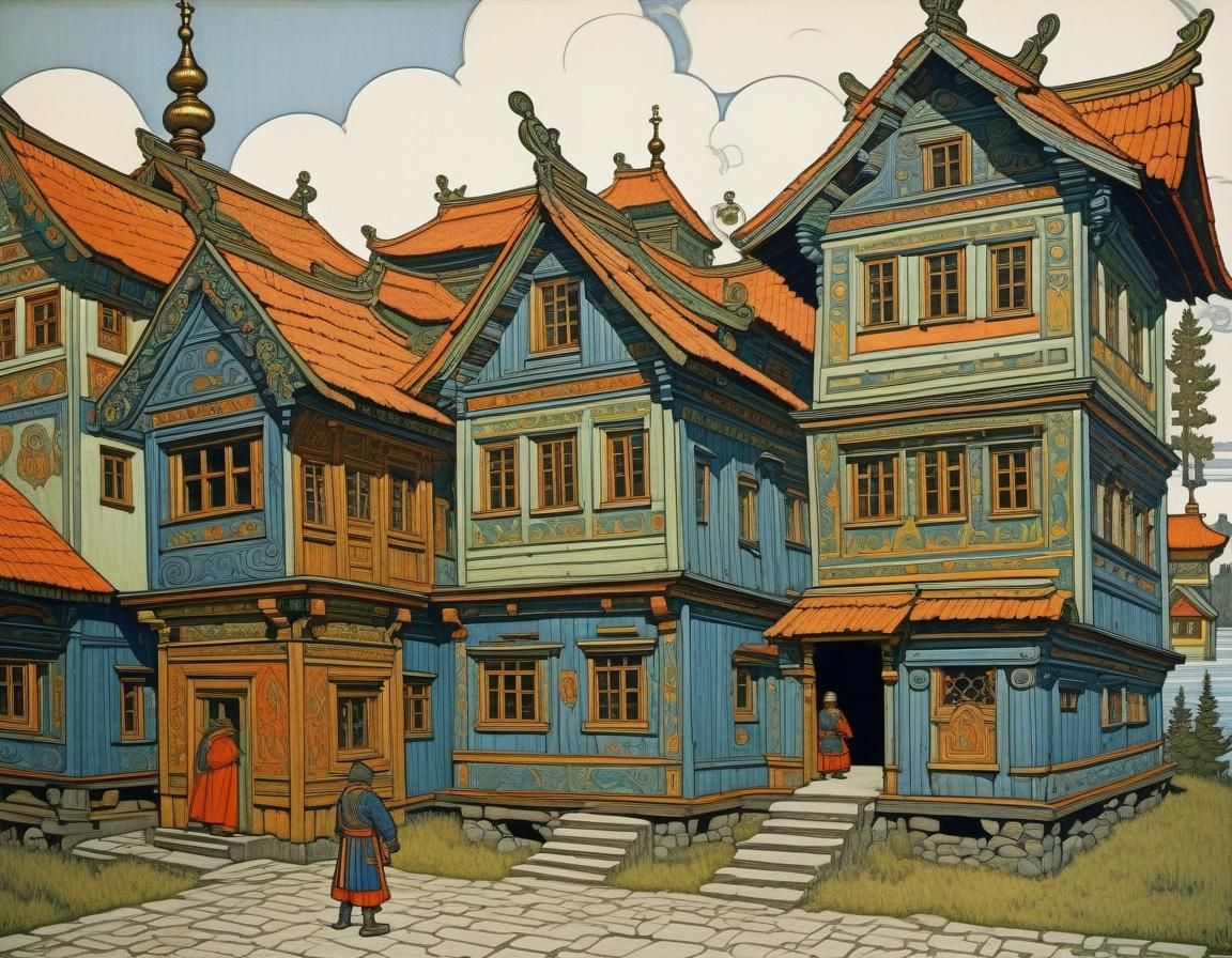 Russian Art Nouveau Style Illustration of Ivan Bilibin