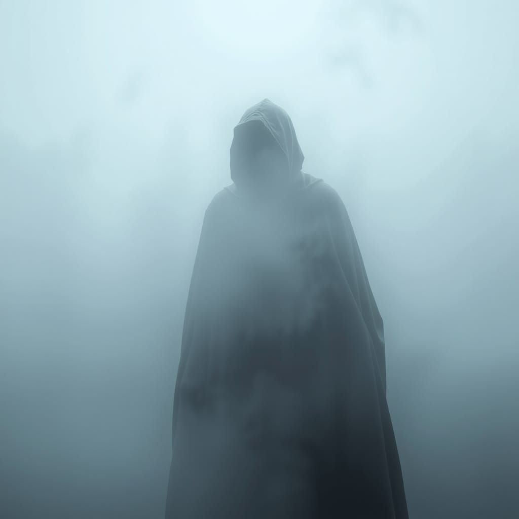 Mystical Figure in Eerie Fog, Dark Art