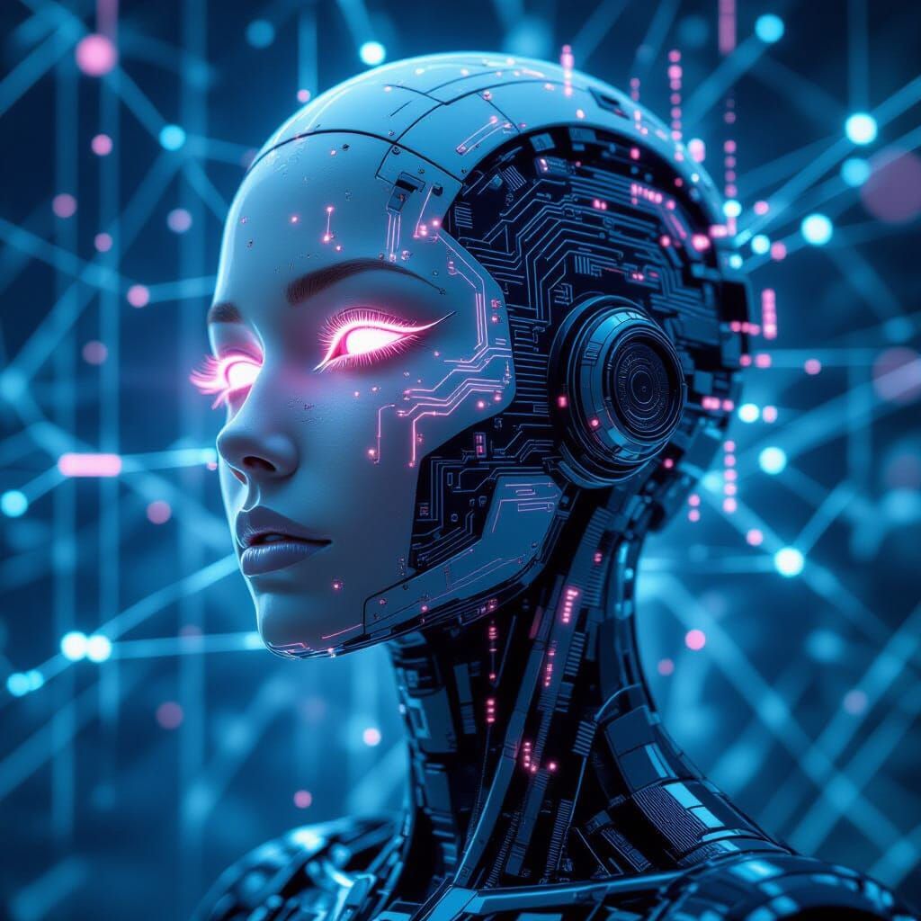 Android Siren in Ryoji Ikeda Digital Art Style