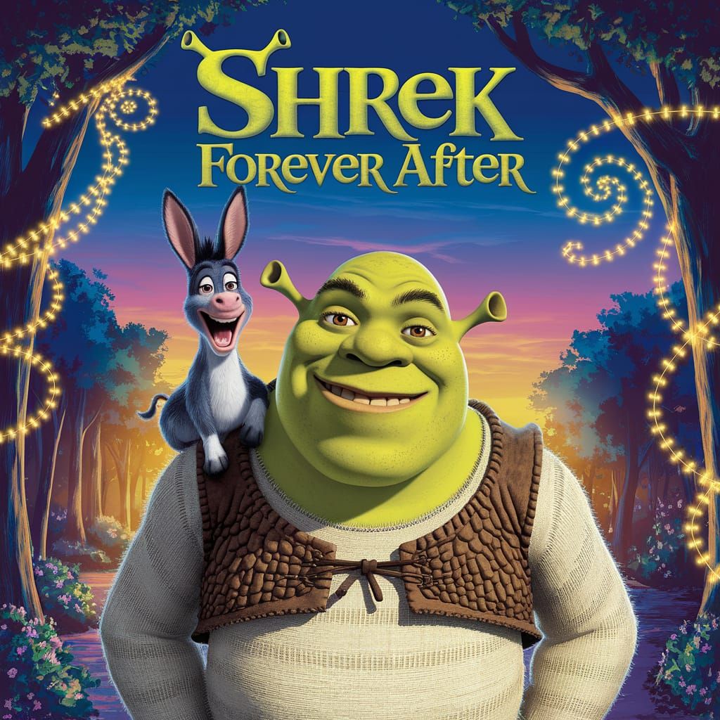 Shrek and Donkey in Enchanted Forest: Digital Painting