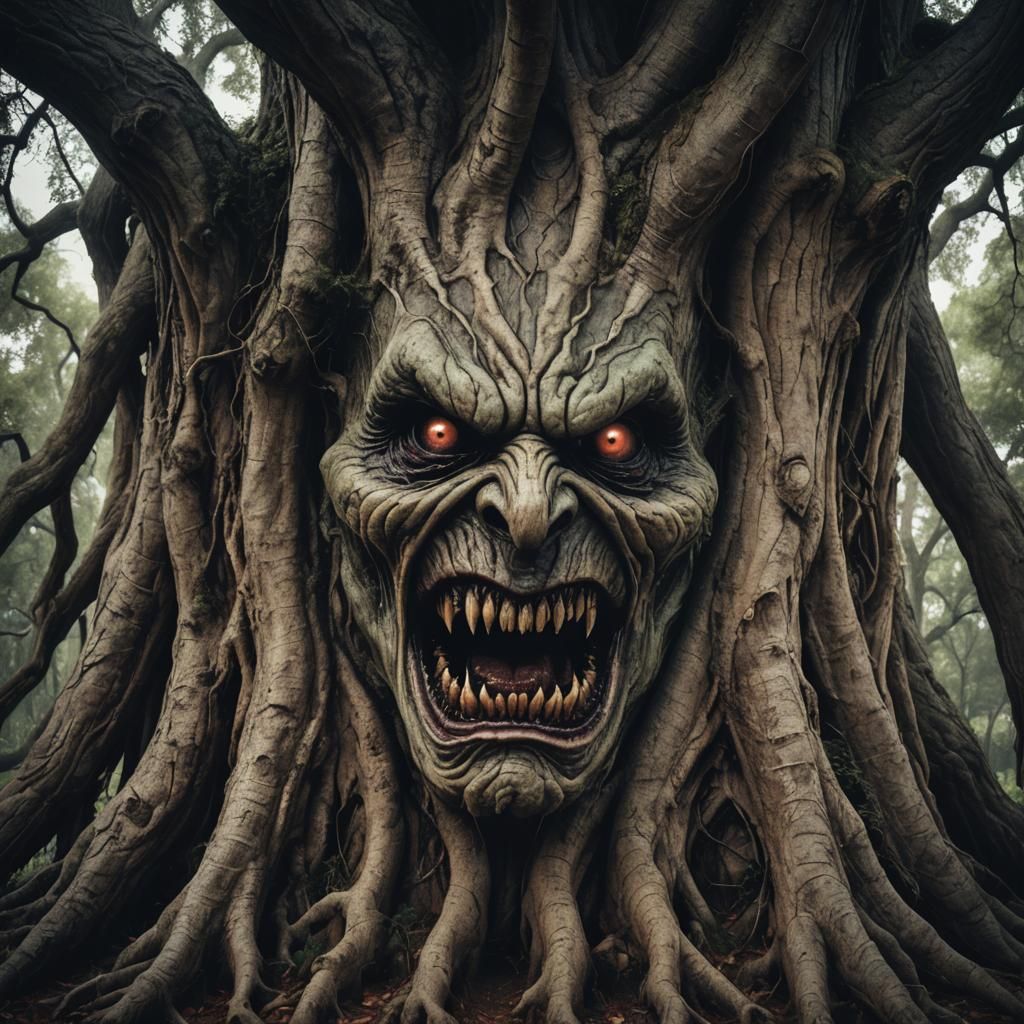 Monstrous Tree with Scary Face: An Evil Horror