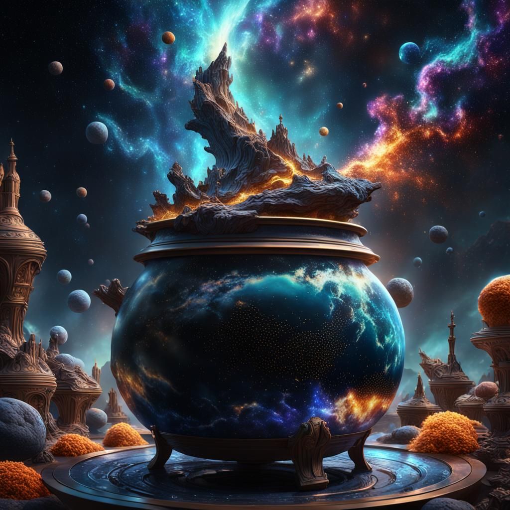 Pot Filled with a Beautiful Universe